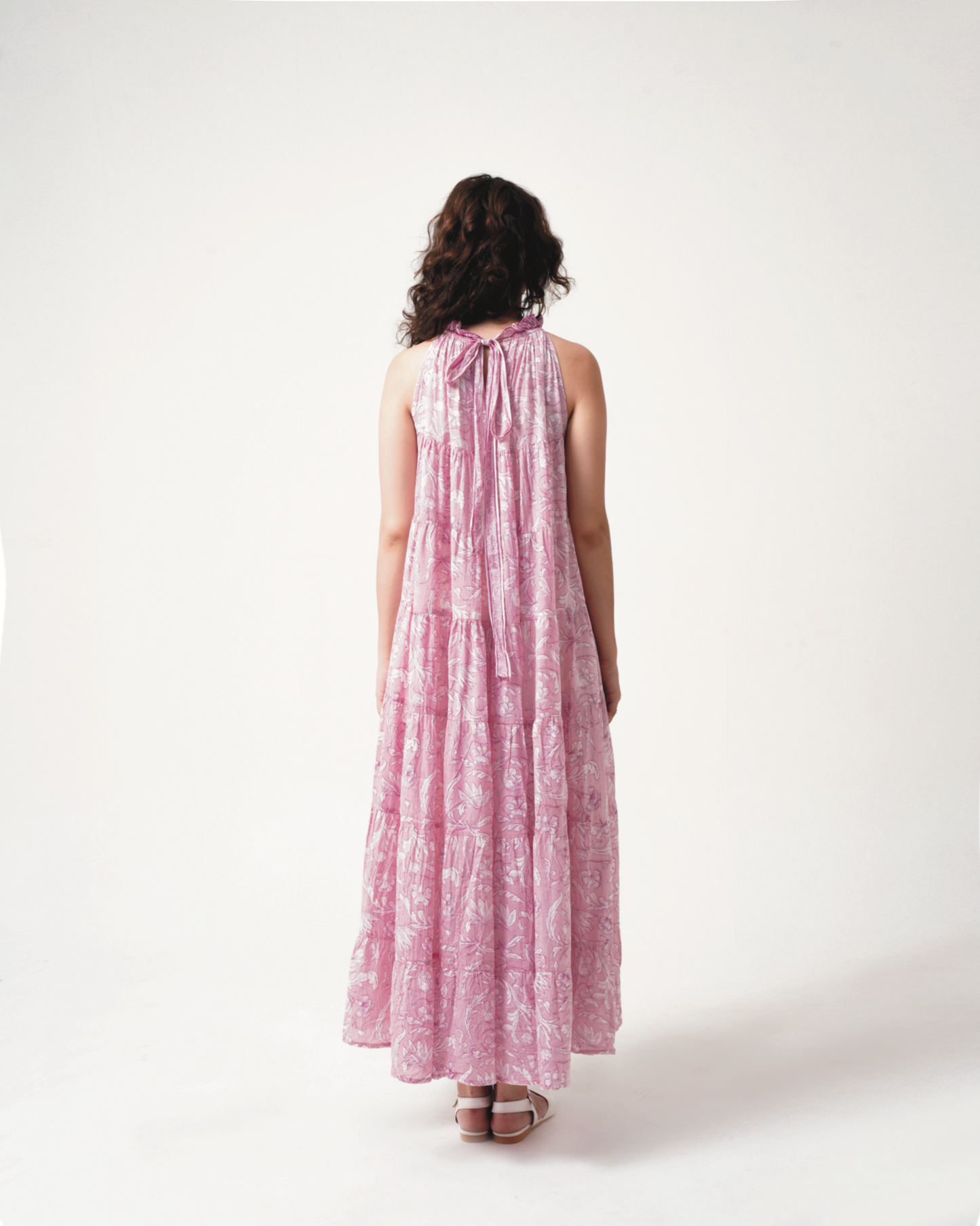 Lila Neck Gathered Dress - Rose