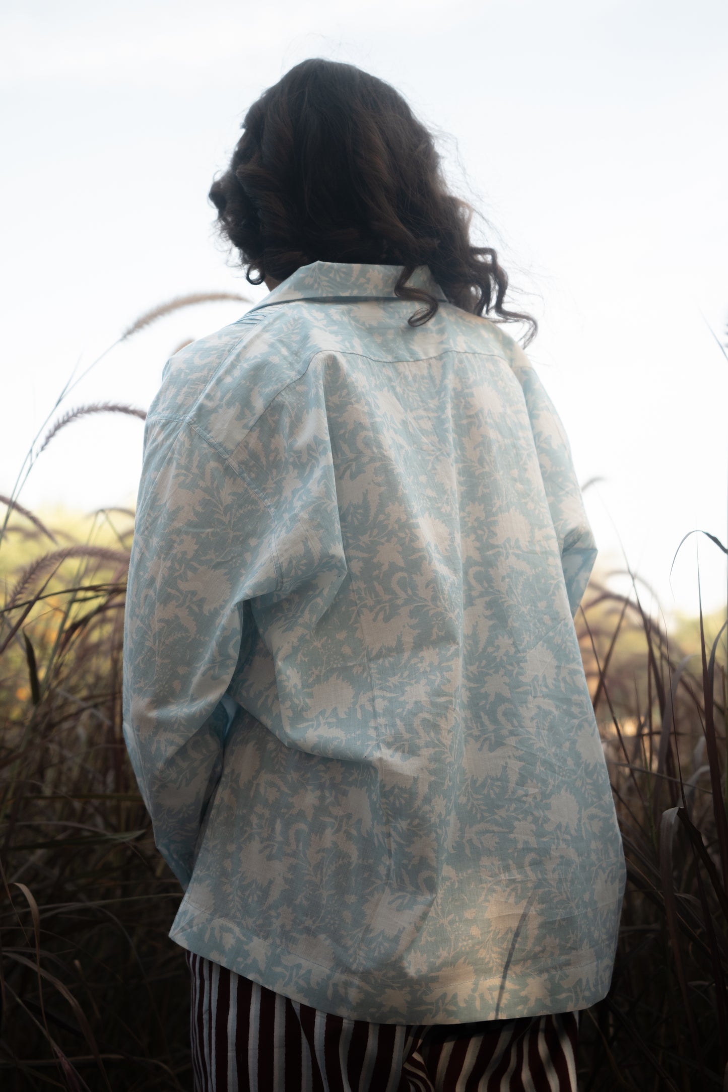 Kiro Cuban Collar Shirt - Sky