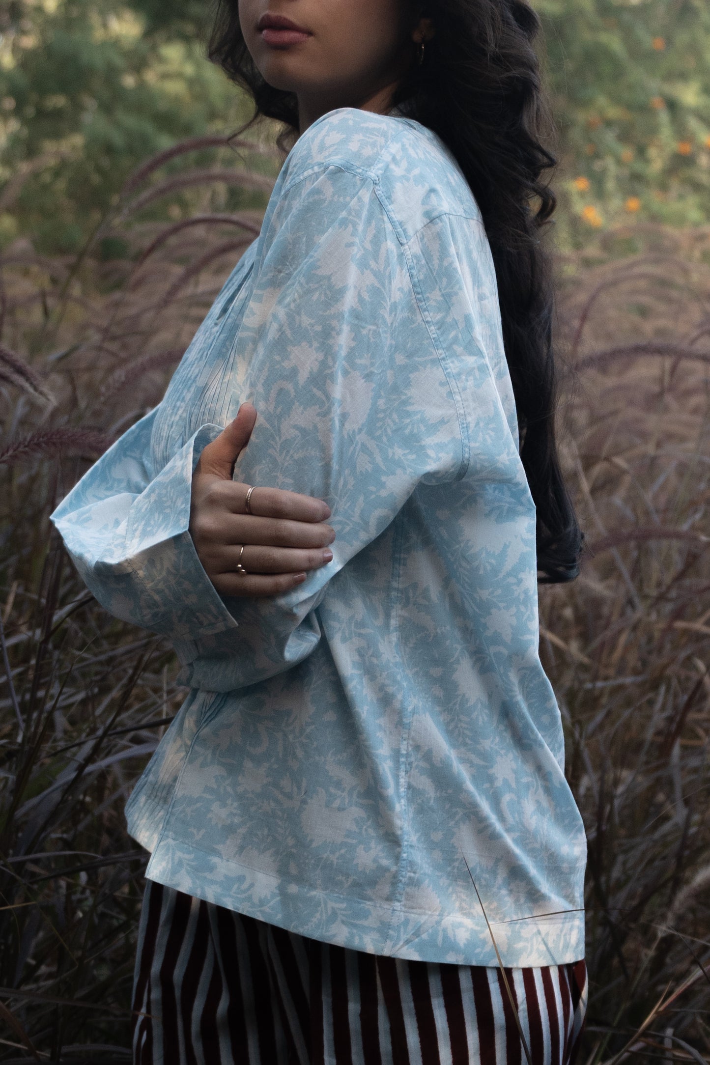 Kiro Cuban Collar Shirt - Sky