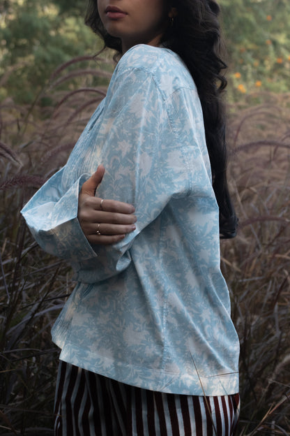 Kiro Cuban Collar Shirt - Sky