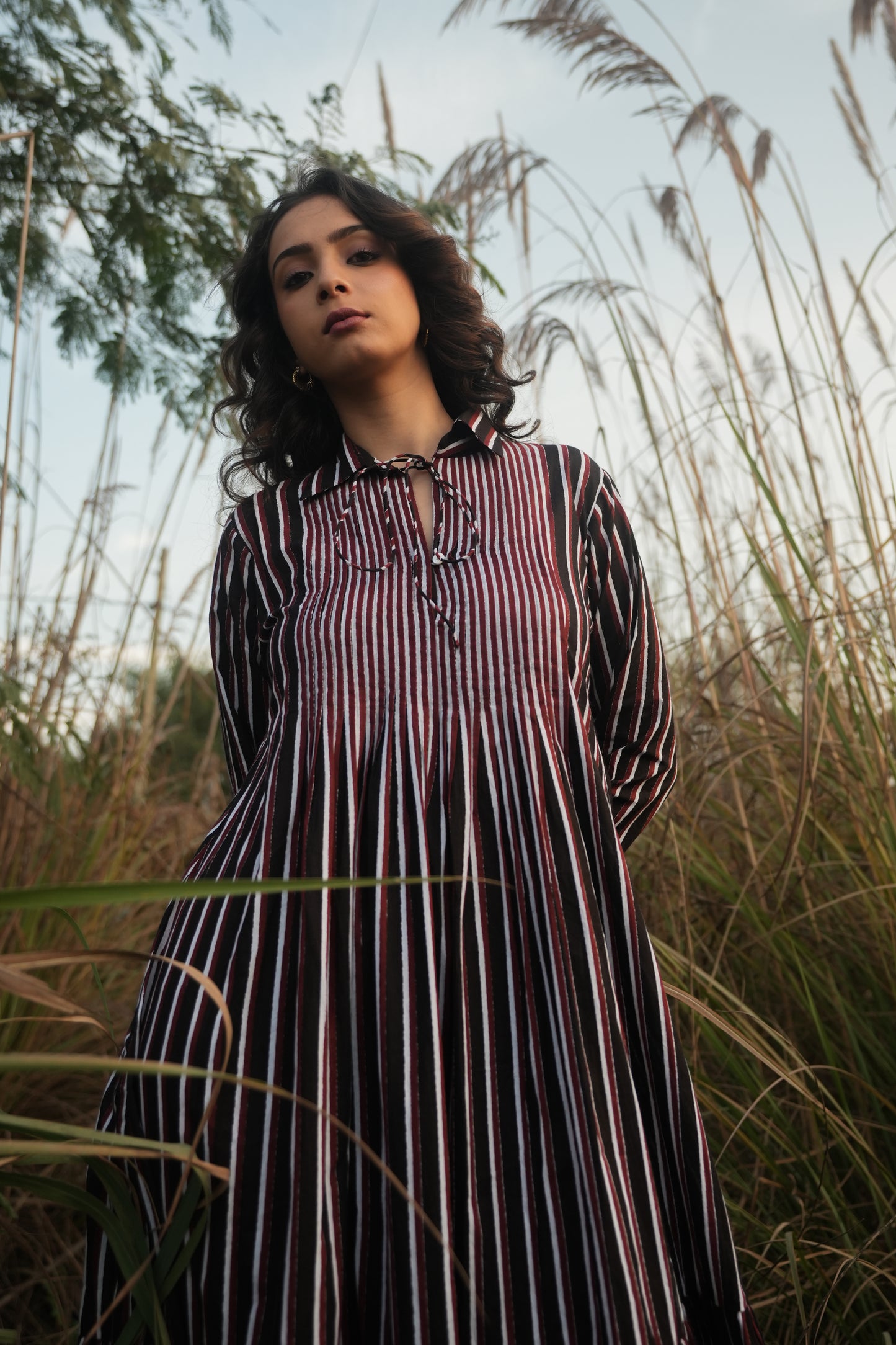 Akari Striped Dress - Black