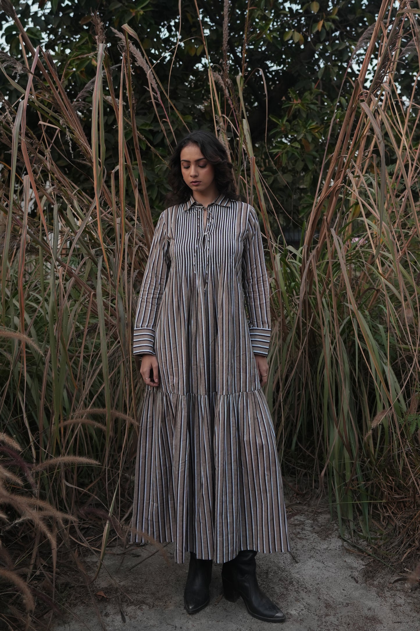 Akari Striped Dress - Brown