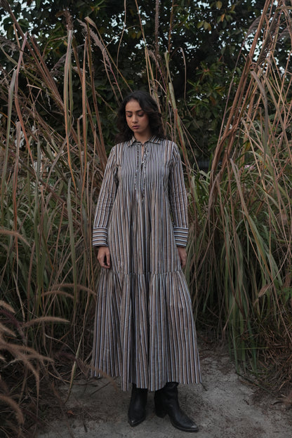 Akari Striped Dress - Brown