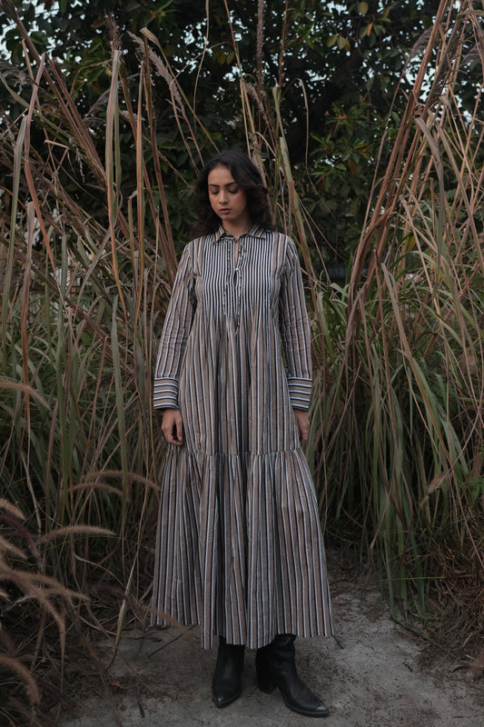 Akari Striped Dress - Brown