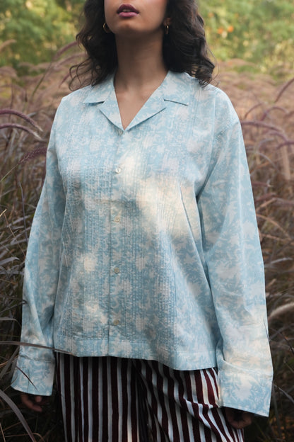 Kiro Cuban Collar Shirt - Sky