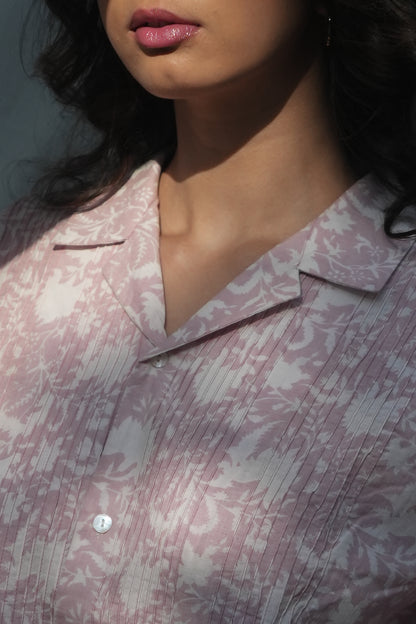 Kiro Cuban Collar Shirt - Blush Pink