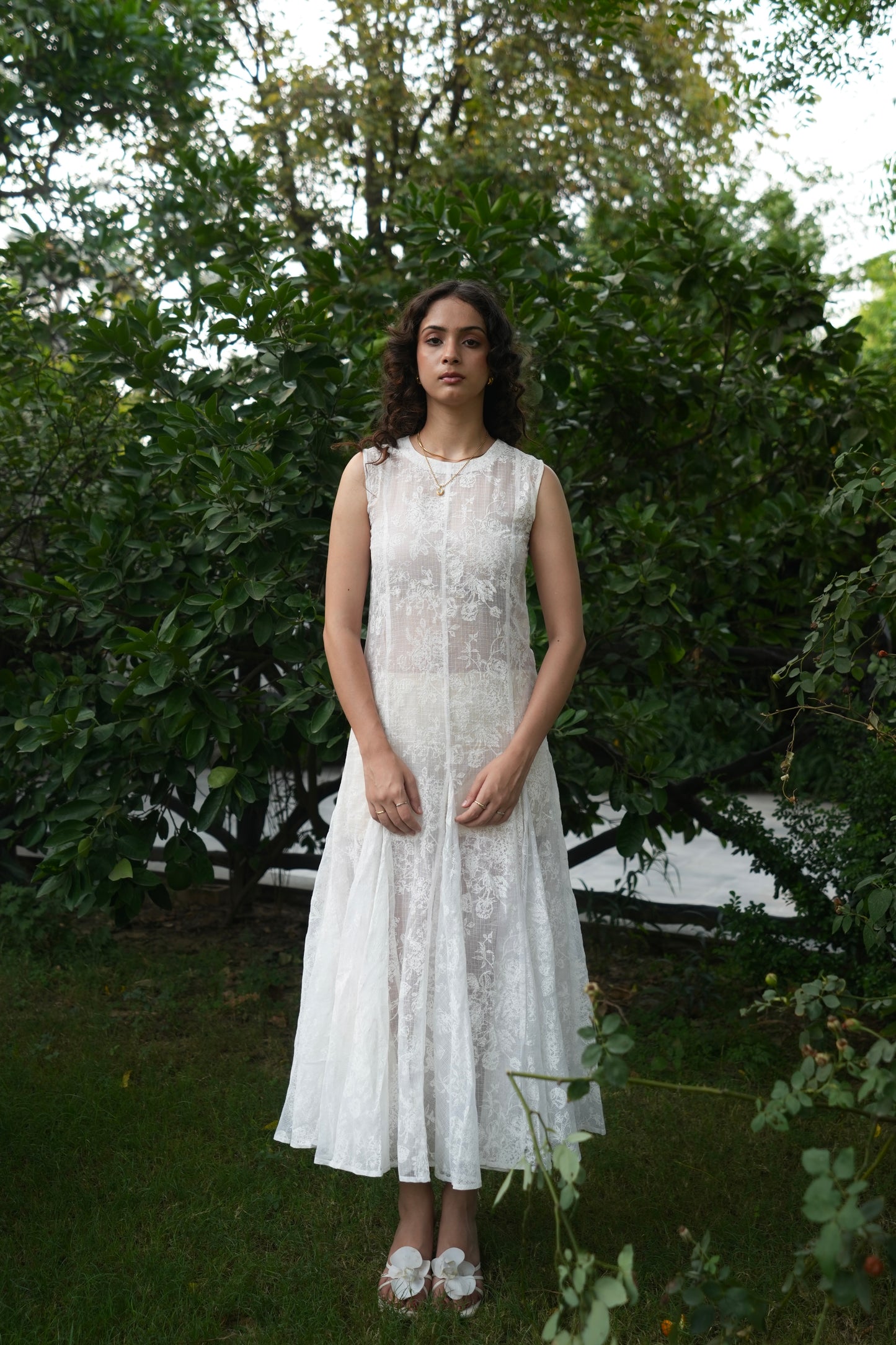 Siah Sheer Dress - White