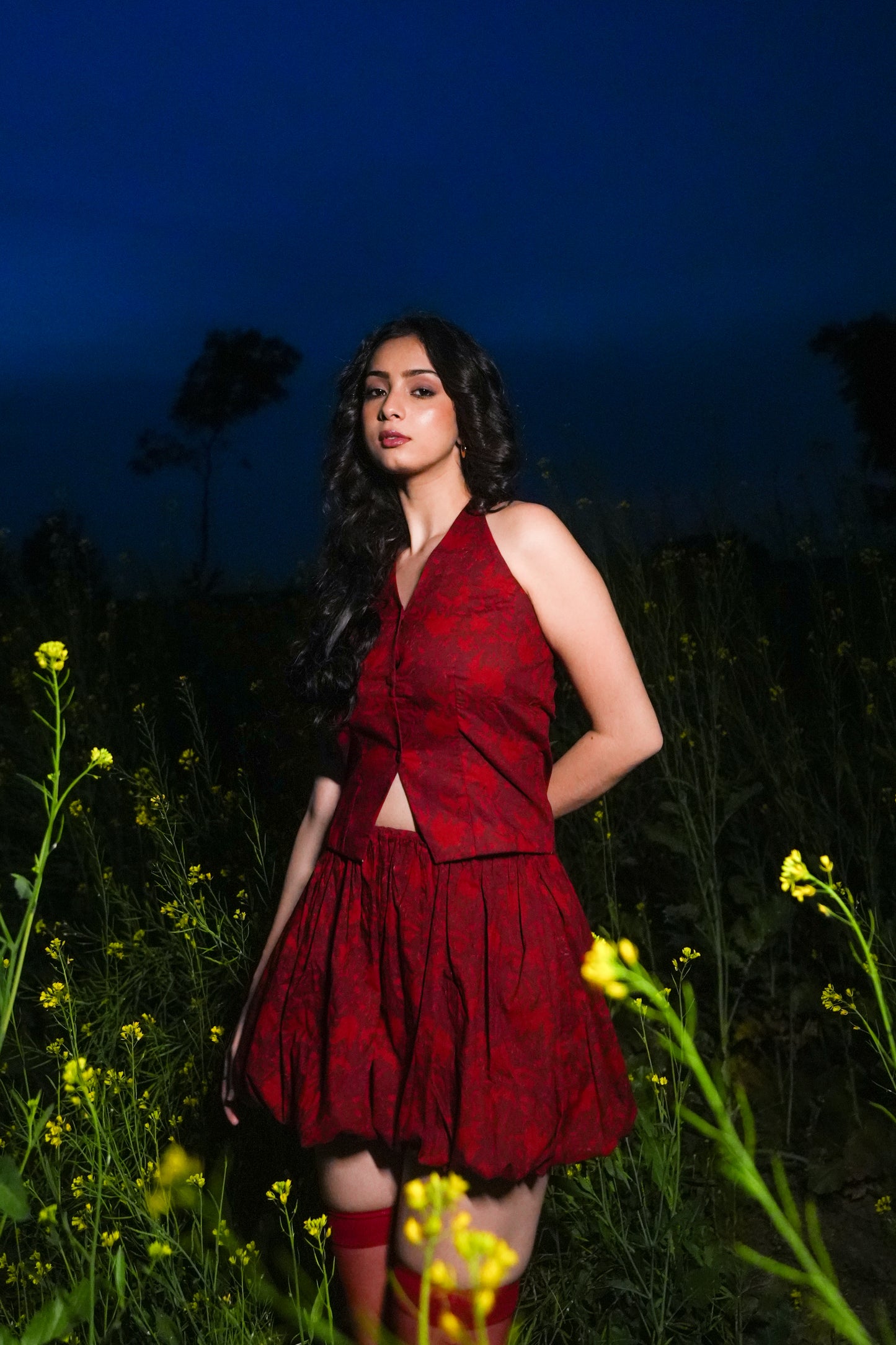 Plume Balloon Skirt - Red