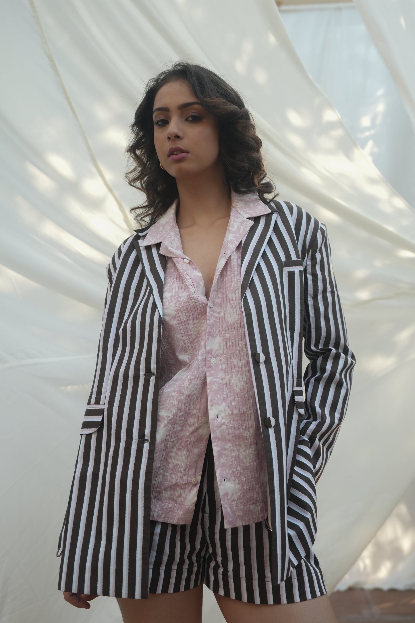 Kiro Cuban Collar Shirt - Blush Pink