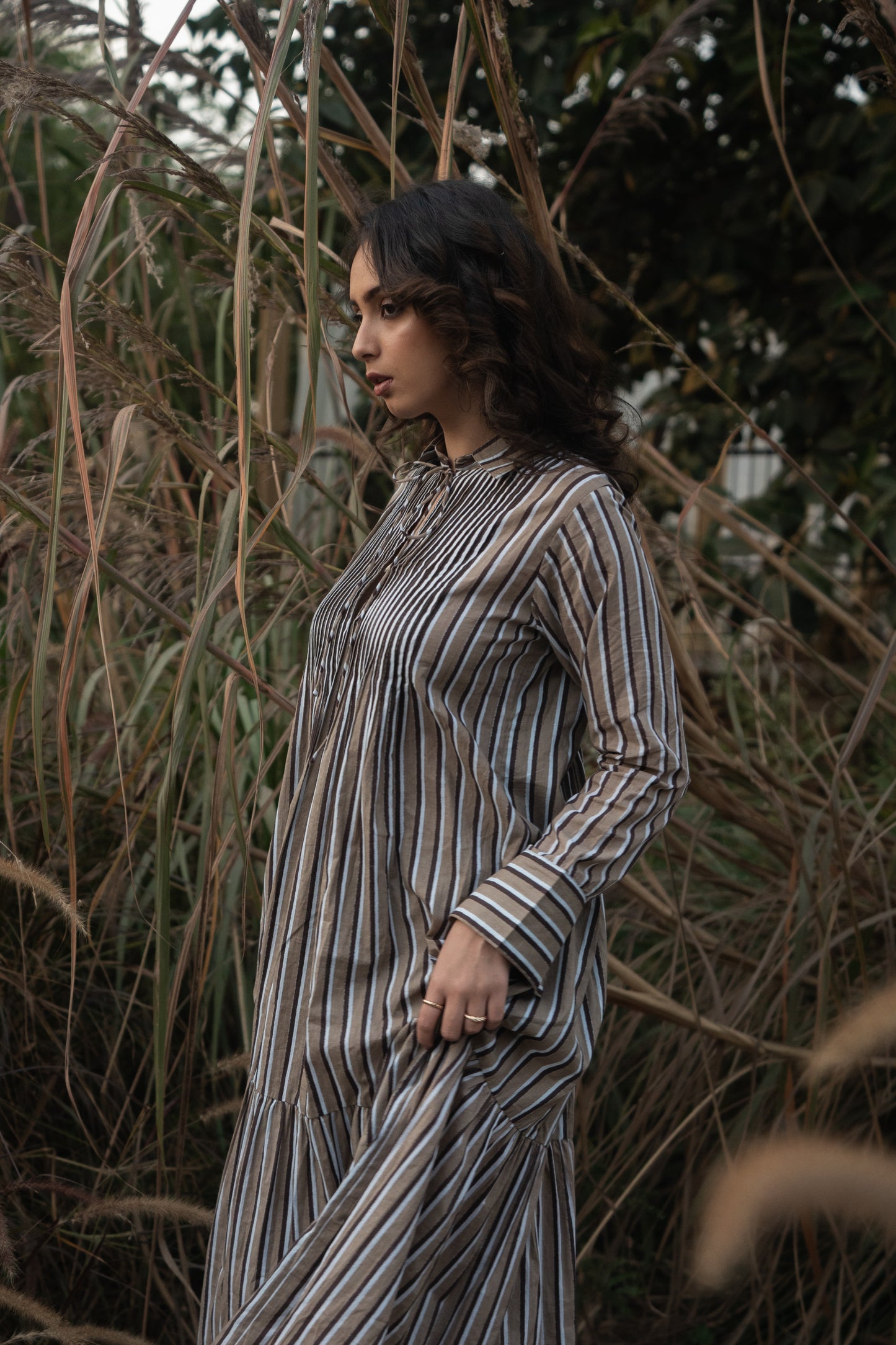 Akari Striped Dress - Brown