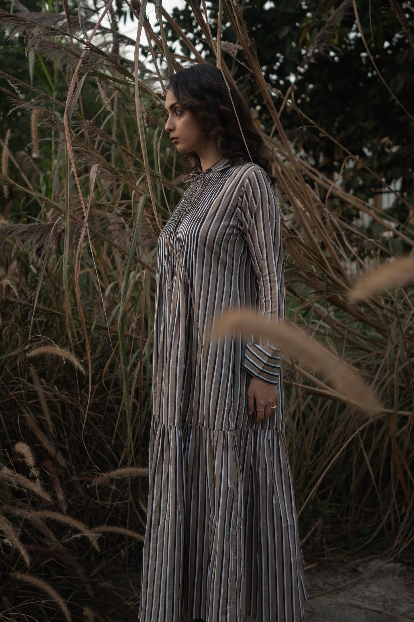 Akari Striped Dress - Brown